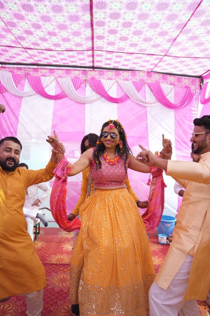 Guests dancing at a sangeet